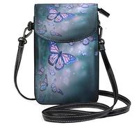Oudrspo Flight Butterflies Crossbody Phone Purse Small Shoulder Bag Cell Phone Pouch Leather Wallet for Women Girls