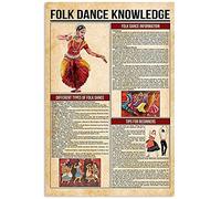 Oudrspo Folk Dance Knowledge Hip-Hop Dance Knowledge Poster Wall Decor Artwork Vintage Replica Tin Sign 8 x 12 inchses Retro Vintage Decor Sign Metal Tin Sign Home Bar Wall Decor