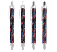 Oudrspo France Flag Painted with Colorful Paint Splashes Ballpoint Retractable Pen 0.5mm Smooth Writing Black Ink Ball Point Note Taking Accessories For Office 4 PCS