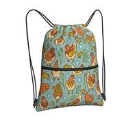 Oudrspo Free Range Chickens Drawstring Backpack Bag Drawstring Zipper Backpack Sport Gym Travel Yoga Sackpack For Men Women
