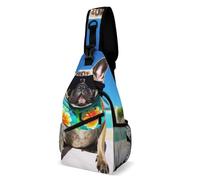 Oudrspo French Bulldog Summer Sling Bag for Men Women Crossbody Backpack French Bulldog Crossbody Bag Chest Bags for Travel Sport
