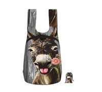 Oudrspo Funny Farm Donkey with Daisy Foldable Storage Backpack 17 Inch | Foldable Travel Hiking Backpack Reusable Packable Camping Daypack for Men Women