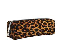 Oudrspo Funny Leopard Animal Print Pencil Pouch Round Pen Case Portable Pencil Bag Leather Organizer with Zipper Cosmetic Pouch Bag