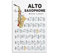 Oudrspo Funny Metal Sign Saxophone Music Notes Poster Student Study Guide Plaques School Decor Metal Tin Signs For Home Kitchen Studio Office School Wall Art Decor 8x12inch