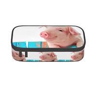 Oudrspo Funny Pig Hanging On Fence Special Pencil case for Girls Boys, Big Capacity Pencil case Large Pencil Pouch, Students Stationery Pen Bag Pencil Bags with Zipper for School Office Work