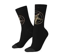 Oudrspo Funny Socks Novelty Socks Inverted Pentacle Pewter Satanic Goat Unisex Funky Socks Casual Dress Socks