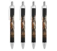 Oudrspo Galloping Wild Horse Ballpoint Pen Retractable Writing Smooth Black Ink Ball Point Pens Office Supplies 4 PCS