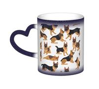Oudrspo German Shepherd Coffee Mug with Handle 12 Oz, Heat Sensitive Color Changing Mug in The Sky Ceramic Tea Cup, Magic Funny Art Mugs, Porcelain Cup Birthday Gift for Women Men Red