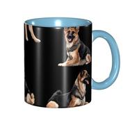 Oudrspo German Shepherd Dog Double Color Ceramic Coffee Mug(11oz) Classic Round Handle Microwave Safe Tea Cup with Smooth Glossy Finish for Office and Home