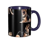 Oudrspo German Shepherd Dog Double Color Ceramic Coffee Mug(11oz) Classic Round Handle Microwave Safe Tea Cup with Smooth Glossy Finish for Office and Home
