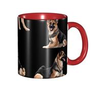 Oudrspo German Shepherd Dog Double Color Ceramic Coffee Mug(11oz) Classic Round Handle Microwave Safe Tea Cup with Smooth Glossy Finish for Office and Home