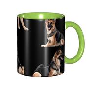 Oudrspo German Shepherd Dog Double Color Ceramic Coffee Mug(11oz) Classic Round Handle Microwave Safe Tea Cup with Smooth Glossy Finish for Office and Home