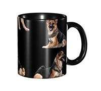 Oudrspo German Shepherd Dog Double Color Ceramic Coffee Mug(11oz) Classic Round Handle Microwave Safe Tea Cup with Smooth Glossy Finish for Office and Home
