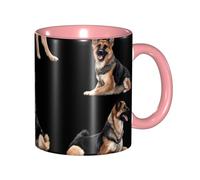 Oudrspo German Shepherd Dog Double Color Ceramic Coffee Mug(11oz) Classic Round Handle Microwave Safe Tea Cup with Smooth Glossy Finish for Office and Home