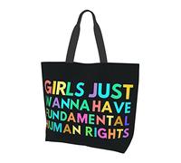 Oudrspo Girls Just Wanna Have Fundamental Rights Tote Bag Ladies Cute Shopping Bag Large Capacity Shoulder Bag Work Fit Fashion Handbag Organizer