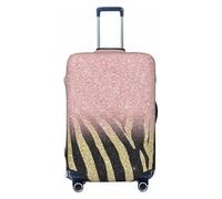 Oudrspo Girly Rose Gold Glitter Sparkles Black Zebra Print Luggage Cover, Premium Washable Suitcase Protector with Secure Zipper & Buckle Closure, Fits 18-32 Inch Travel Luggage Large
