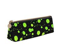 Oudrspo Glow in Dark Splatter Neon Rainbow Pattern Pencil Pouch Triangle Pen Case Portable Pencil Bag Leather Organizer with Zipper Cosmetic Pouch Bag