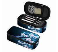 Oudrspo Glowing Butterflies Pen Bag Sparkle Stars Bright Transparent Streamline Traces Organizer Stationery Box Makeup Pencil Case Office Supply for Adults Student Dark Blue