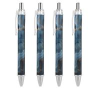 Oudrspo Gold And Blue Abstract Marble Ballpoint Pen Retractable Writing Smooth Black Ink Ball Point Pens Office Supplies 4 PCS