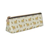 Oudrspo Golden Retriever Dogs Pattern Pencil Case Cosmetic Bag Pen Pouch Leather Triangle Storage Bag Zippered Stationery Organizer for Adults Office