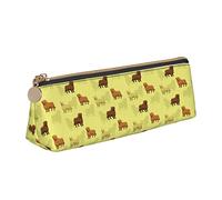 Oudrspo Golden Retriever Dogs Pattern Pencil Case Cosmetic Bag Pen Pouch Leather Triangle Storage Bag Zippered Stationery Organizer for Adults Office