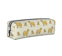 Oudrspo Golden Retriever Dogs Pattern Pencil Pouch Round Pen Case Portable Pencil Bag Leather Organizer with Zipper Cosmetic Pouch Bag