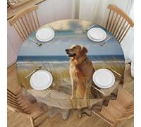 Oudrspo Golden Retriever Print Round Tablecloth - 60 Inch, Water Resistant Washable Polyester Table Cloth for Buffet Table, Holiday Party, Dinner, Wedding