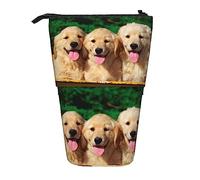 Oudrspo Golden Retriever with Smiling Face Customized Dog Pencil Case,Stand Pencil Pouch,Telescopic Pencil Case Stand Pencil Holder Pen Bag