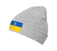 Oudrspo Gray Ukraine Flag Knit Beanie Man Knit Hat Unisex Beanies