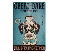 Oudrspo Great Dane Funny Metal Tin Sign Great Dane Coffee Co. Beautification Poster Cafe Restaurant Kitchen Living Room Home Art Wall Decoration Plaque 8 X 12 Inch