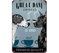 Oudrspo Great Dane Metal Tin Sign Great Dane Coffee Co. Funny Poster Cafe Restaurant Kitchen Living Room Bathroom Home Art Wall Decoration Plaque 8 X 12 Inch