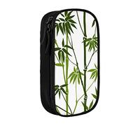 Oudrspo Green Bamboo Print Tropical Nature Plant Printed Large Pencil Case, Durable Pencil Pouch, Portable Stationery Bag, Stationery Organizer