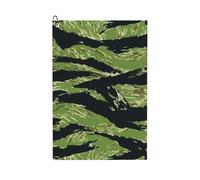Oudrspo Green Black Tiger Stripe Camo Art Golf Waffle Towel, Using Wet Dry Technology, Men's and Women's Golf Bag Accessories, with Mountain Buckle 24×16in.