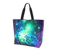 Oudrspo Green Blue Purple Galaxy Ladies Large Capacity Shoulder Shopping Bag, Daily Travel Shopping, Shopping, Handbag Storage