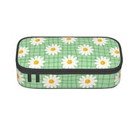 Oudrspo Green Daisy Flowers Special Pencil case for Girls Boys, Big Capacity Pencil case Large Pencil Pouch, Students Stationery Pen Bag Pencil Bags with Zipper for School Office Work