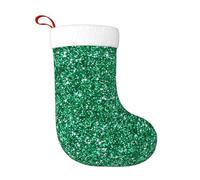 Oudrspo Green Glitter Print Christmas Stockings 18'' Xmas Stockings With Cuff Stockings For Stairs Fireplace Hanging Xmas Home Decor