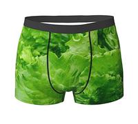 Oudrspo Green Lettuce Pattern Underwear Men'S Breathable Boxer Briefs Soft Shorts Comfortable Printed Underwear Black