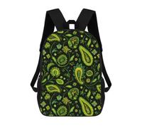 Oudrspo Green Paisley Pattern Classic 17 Inch Backpack Daypack | Travel Daypacks Casual Shoulder Bag with Adjustable Strap for Men Women