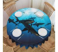 Oudrspo Hammerhead Sharks Print Round Tablecloth - 60 Inch, Water Resistant Washable Polyester Table Cloth for Buffet Table, Holiday Party, Dinner, Wedding