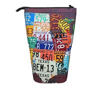 Oudrspo Hand Drawn Cactus Print Telescopic Pencil Case Pen Holder Multifunction Standing Pencil Pouch for Women Men