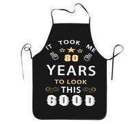 Oudrspo Happy 80th Birthday Aprons for Men & Women Large Volume Printing Funny Vintage Apron for Kitchen Cooking BBQ & Grill Adjustable (No Pockets)