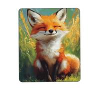 Oudrspo Happy Fox Mouse Pad Black Durable Soft Waterproof Non-Slip Rubber Leather with Stitched Edge Gaming Mouse Pads for Desk Office Laptop 7 X 8.6 in