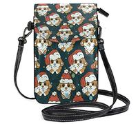 Oudrspo Happy New Year Cute Corgi Crossbody Phone Purse Small Shoulder Bag Cell Phone Pouch Leather Wallet for Women Girls