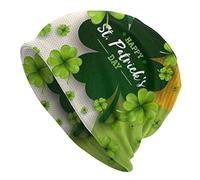 Oudrspo Happy Saint Patrick's Day Background Green Frog Slouchy Beanie Chemo Headwear Knit Hat Scarf Sleep Skull Cap for Women Men