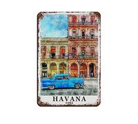 Oudrspo Havana Cuba Vintage Travel Poster Retro Metal Tin Sign Retro Iron Painting Wall Decor for Bar, Man Cave, Cafe, Family Garage - 8x12 inch