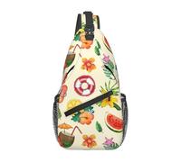 Oudrspo Hawaiian Coconut Hawaii Sling Backpack - Summer Beach Crossbody Shoulder Bag & Chest Bag for Men & Women