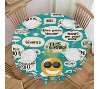 Oudrspo Hawaiian Slogans Print Round Tablecloth - 60 Inch, Water Resistant Washable Polyester Table Cloth for Buffet Table, Holiday Party, Dinner, Wedding