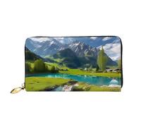 Oudrspo Highland Lake Scenery Women's Long Zipper Wallet, 7.48x4.13 Inches, Comes with Credit Card Slots Inside, Lightweight and Durable.