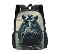 Oudrspo Hippo Backpack Travel Bag Lightweight Bookbag Casual Daypack Laptop Backpack Adjustable for Women Men 16.5 Inch