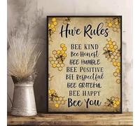 Oudrspo Hive Rule Inspirational Bee Kind Bee Honest Classroom Bee Humble Bee Positive Aluminium Metal Tin Sign 8x12 Inch Home Plaque Poster Home Bar Pub Wall are Decor New